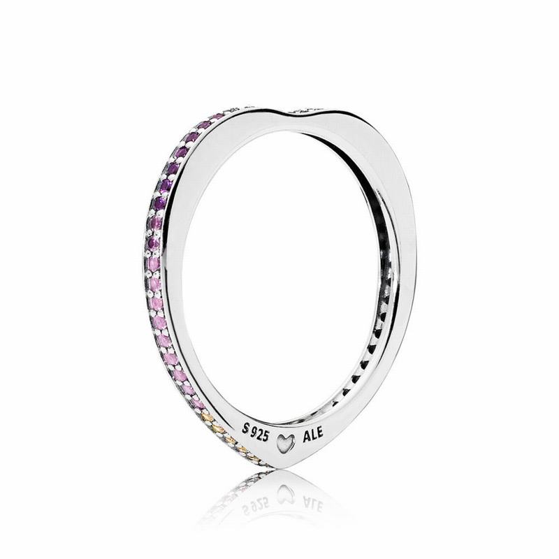 Pandora Australia Multi-Colored Arc of Love Stackable Ring - Sterling Silver | UYPDVK829